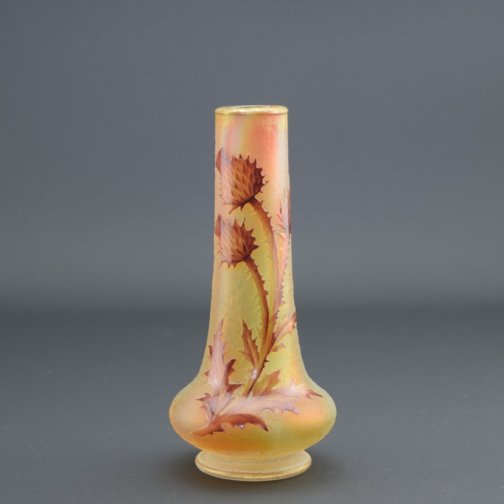 Daum cameo glass thistle vase thistle C1900