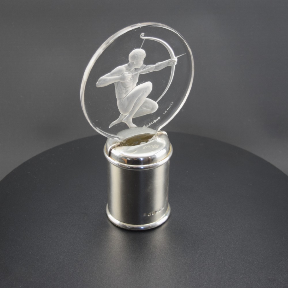 Rene Lalique Archer Car Mascot C1926 Guild of handicraft silver mount