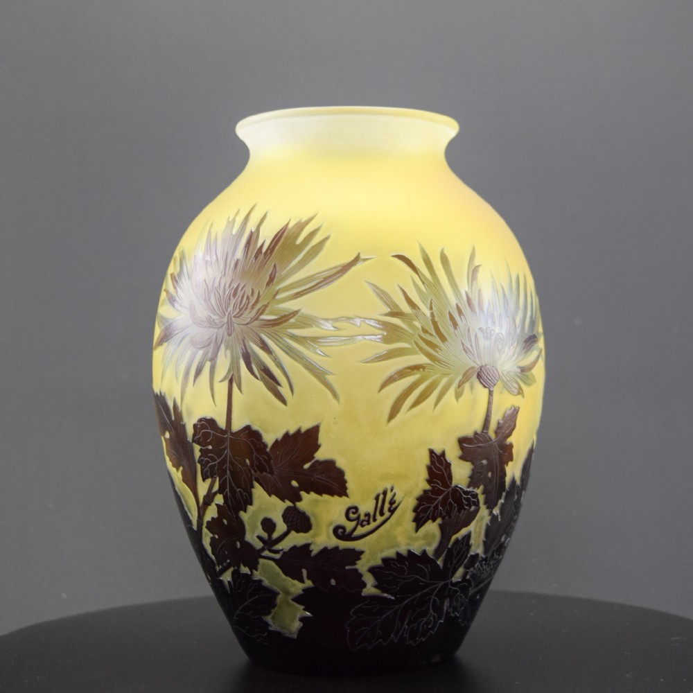 Galle cameo glass Chrysanthemum vase C1925