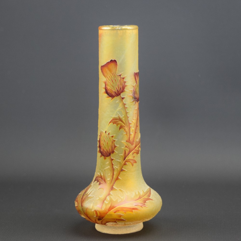 Daum cameo glass thistle vase thistle C1900