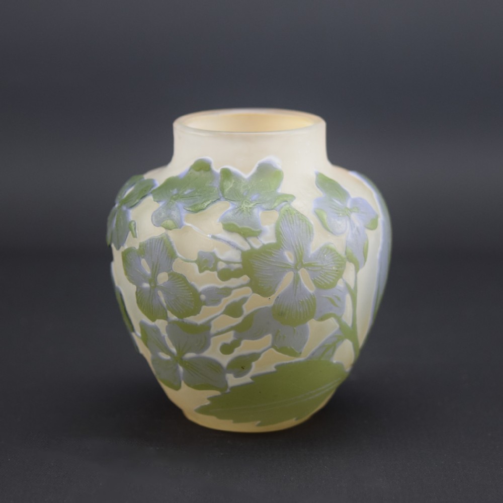 Small Galle cameo glass hydrangea vase C1908