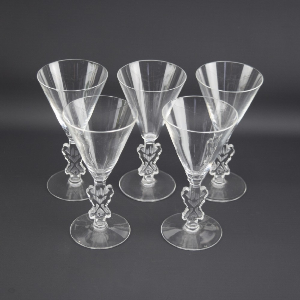 Rene Lalique Strasbourg Madeira glasses x 5 C1926