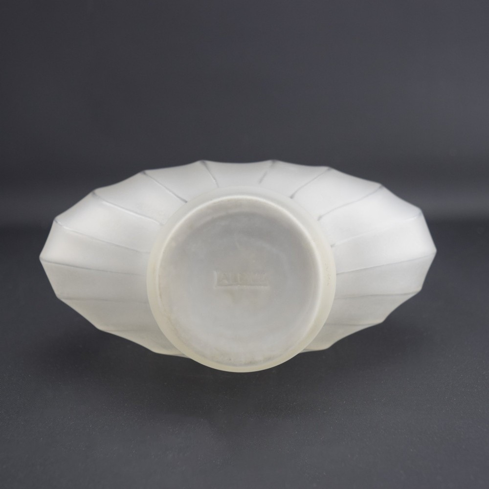 A frosted clear glass decanter featuring a wide, vertically ribbed bulbous body tapering into a slender neck. View VII