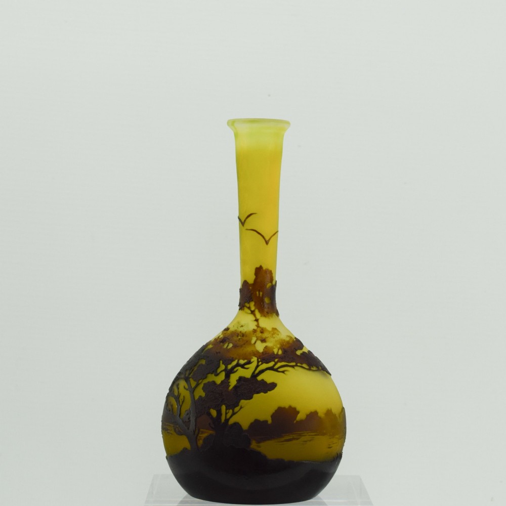 Galle Landscape banjo cameo glass vase c1910