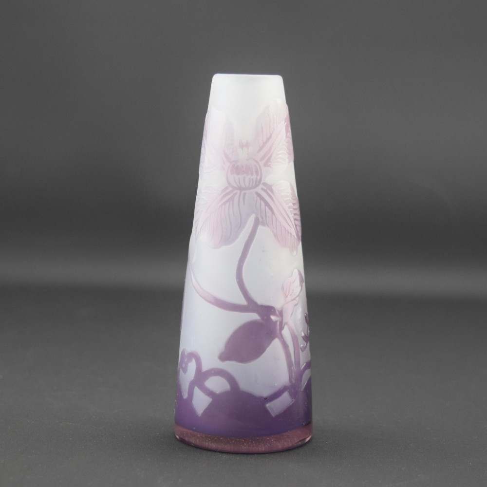 Small Galle purple cameo glass vase C1910