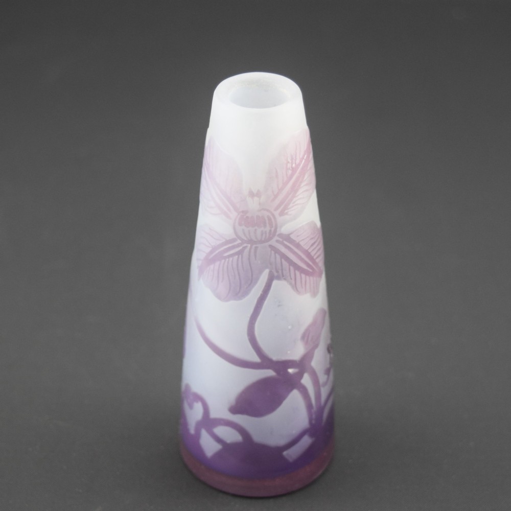 Small Galle purple cameo glass vase C1910 View II