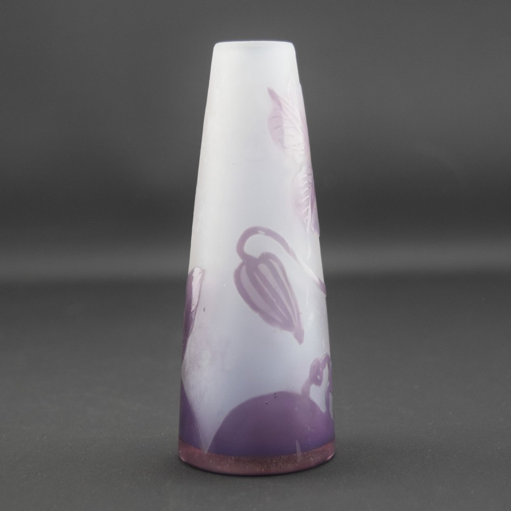 Small Galle purple cameo glass vase C1910 View V