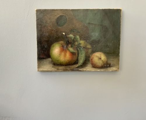 French Still Life Oil Painting with Apples and Palette