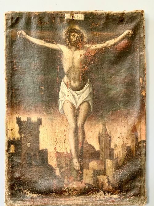 17th Century Oil Painting of the Crucifixion