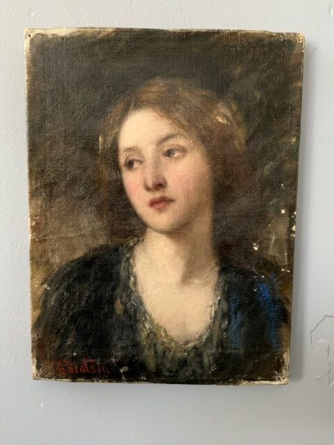 Portrait of a Young Woman Oil on Canvas by C. Beatson
