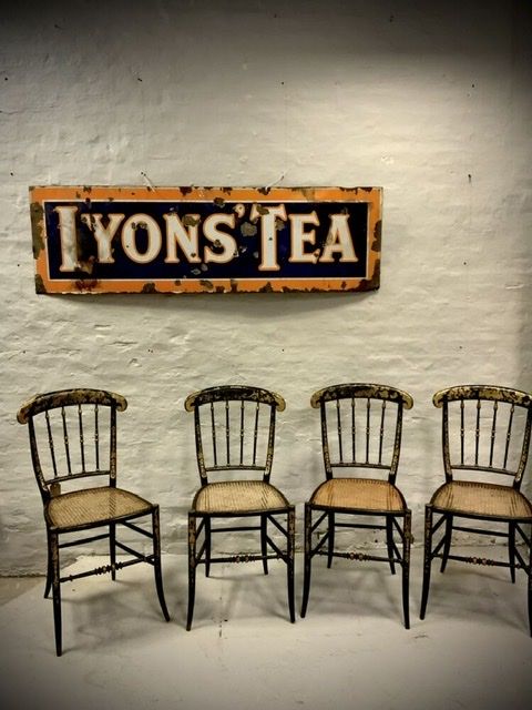 A Very Pretty Set of 4 French Antique Ebonised Chairs