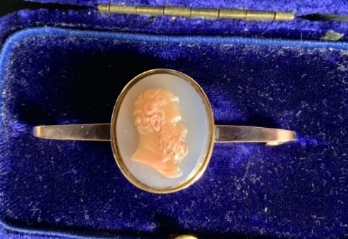 Antique Carved Hardstone Cameo Mounted as a Brooch
