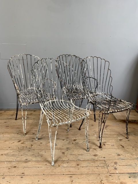 Unusual Antique Set of French Garden Chairs