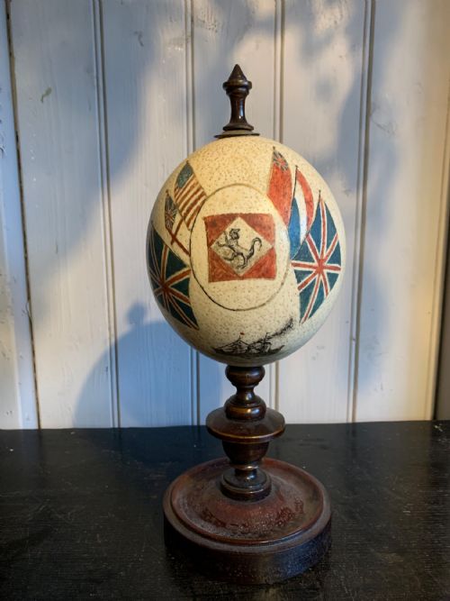Antique Hand Painted Ostrich Egg