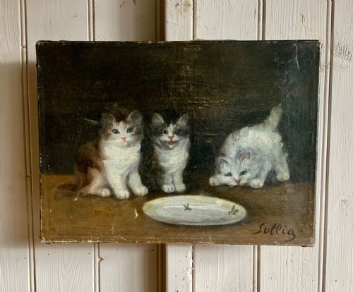 Kittens 19thc Oil, French School
