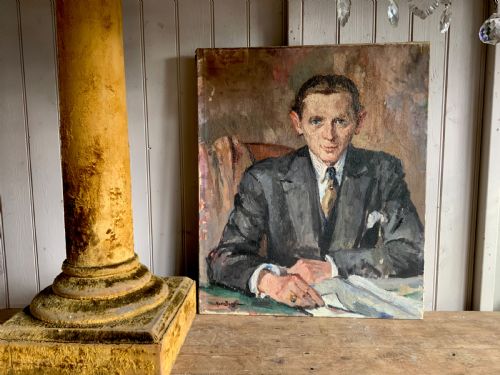 Mid Century Oil Portrait French Expressionism