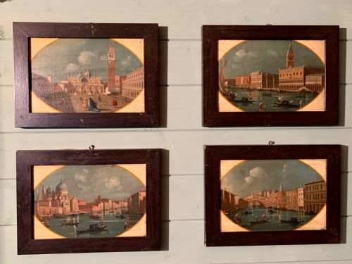A Set of 4  Grand Tour Oils of Venice After Canaletto
