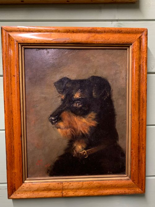 Oil Portrait of a Dog Dated 1897