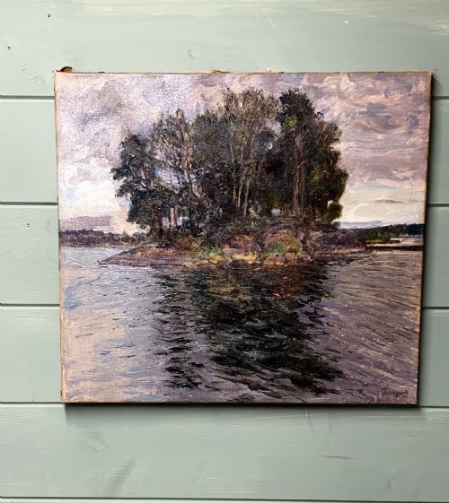 Swedish Landscape Oil on Canvas by J. Jungwirth