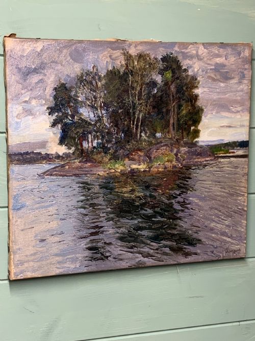 fig 1. SWEDISH LANDSCAPE OIL ON CANVAS BY J. JUNGWIRTH