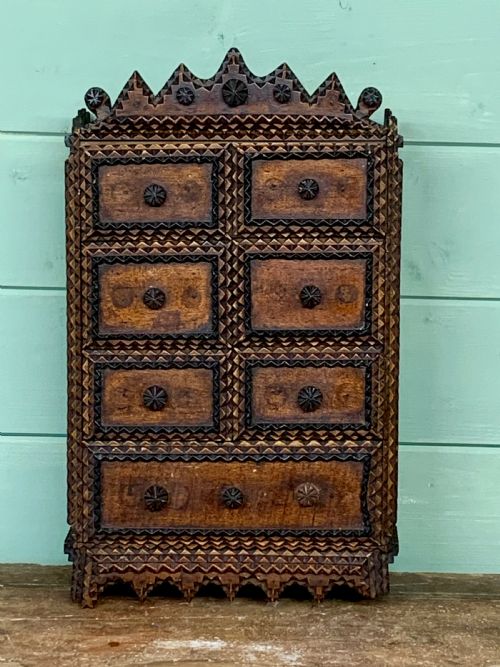 19th C Tramp Art Wall Cabinet
