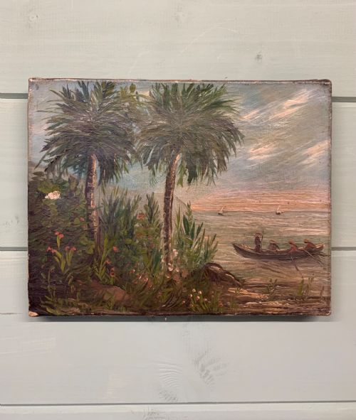 19th C Oil on Canvas South East Asia