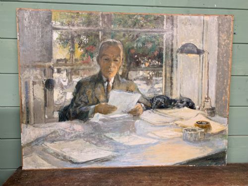 Oil on Board - The Desk -