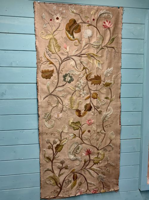 19th Century Crewel Work Panel