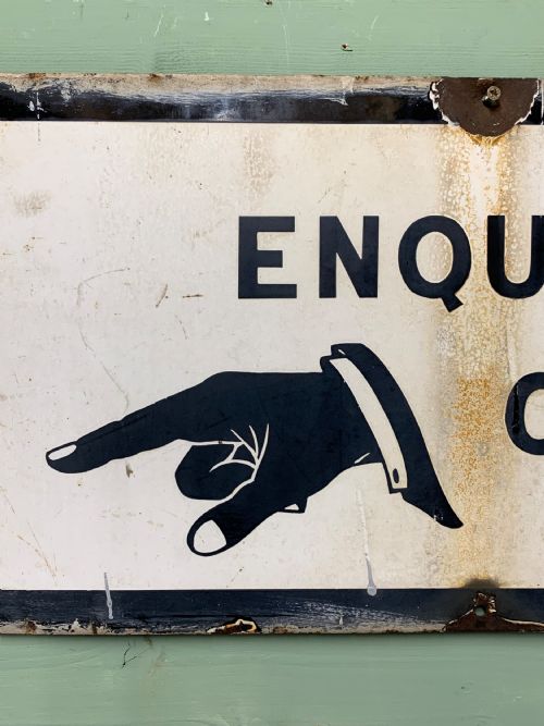 GOOD ORIGINAL ENAMEL SIGN ENQUIRIES - ADDITIONAL PHOTO 1