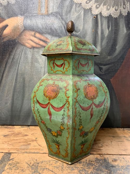 19thc  French Toleware Vase & Cover