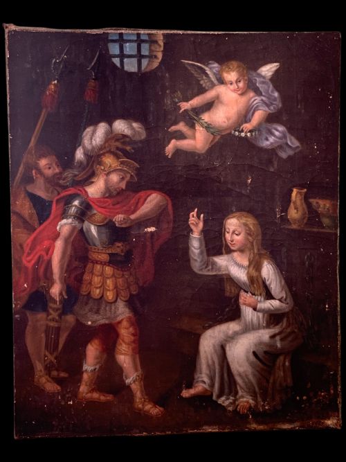 Antique French Religious Painting