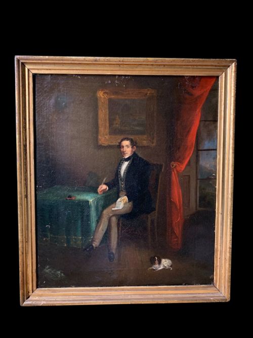Gentleman at His Desk - Early 19th C Oil Painting