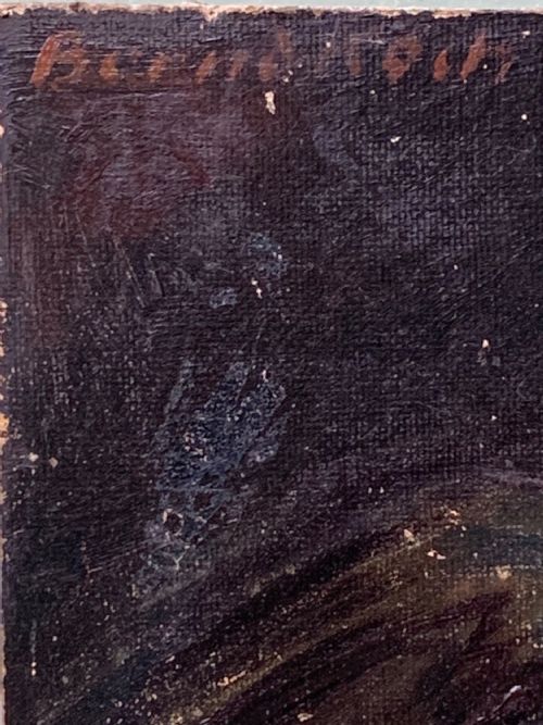 THE BLACK PLUMED HAT 1920S OIL ON BOARD - ADDITIONAL PHOTO 5