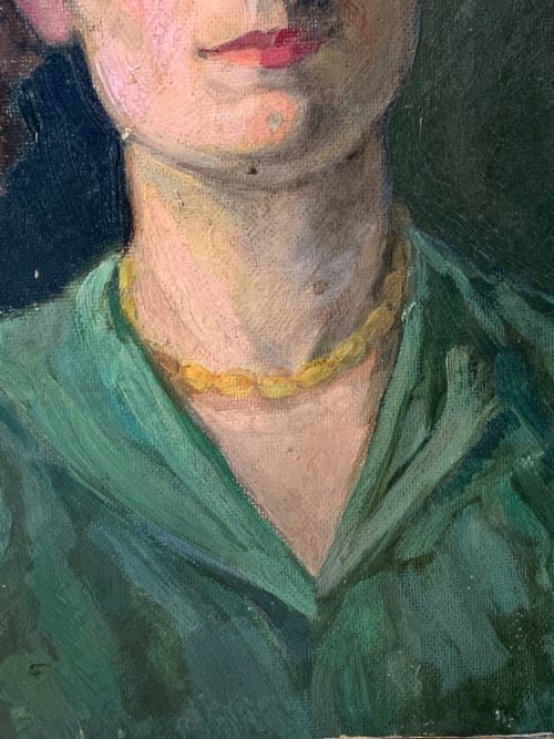 THE BLACK PLUMED HAT 1920S OIL ON BOARD - ADDITIONAL PHOTO 8