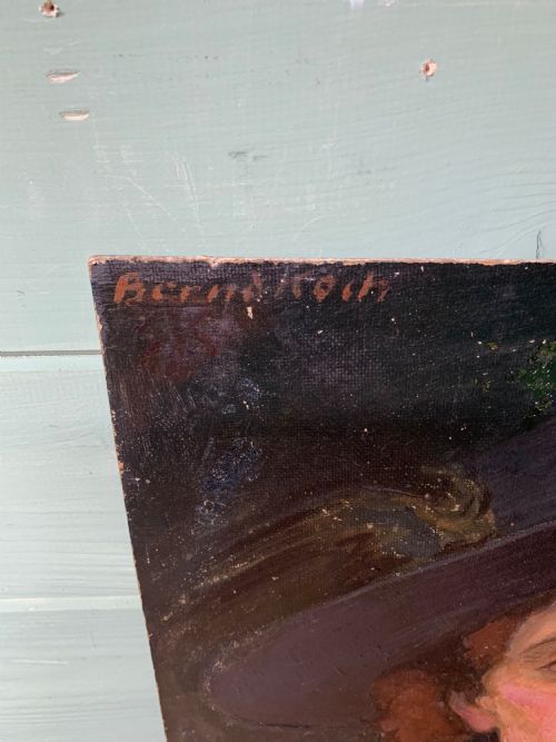 THE BLACK PLUMED HAT 1920S OIL ON BOARD - ADDITIONAL PHOTO 10