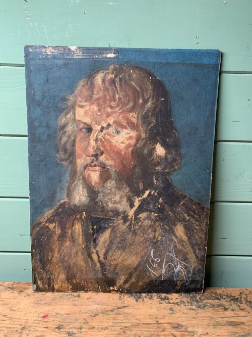 THE BLACK PLUMED HAT 1920S OIL ON BOARD - ADDITIONAL PHOTO 11