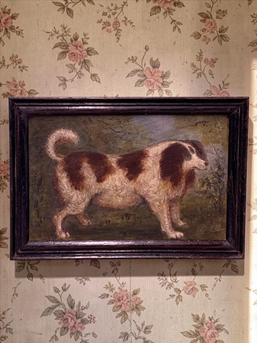 English Naive School Oil Painting of a Dog