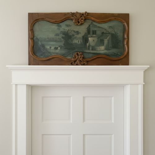 AN 18TH CENTURY PERIOD OVERDOOR PAINTED PANEL - ADDITIONAL PHOTO 3