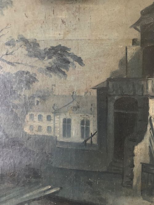 AN 18TH CENTURY PERIOD OVERDOOR PAINTED PANEL - ADDITIONAL PHOTO 2