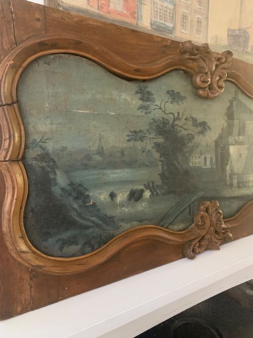 AN 18TH CENTURY PERIOD OVERDOOR PAINTED PANEL - ADDITIONAL PHOTO 5