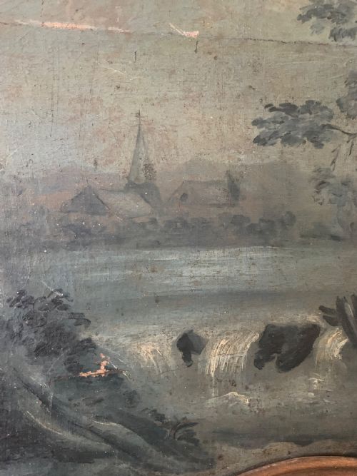 AN 18TH CENTURY PERIOD OVERDOOR PAINTED PANEL - ADDITIONAL PHOTO 6