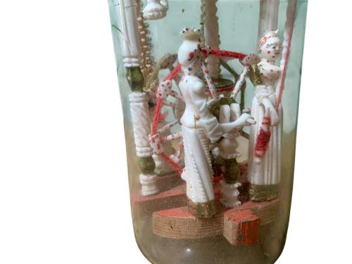A RARE ANTIQUE POW BOTTLE WHIMSEY WITH CARVED FINIAL - ADDITIONAL PHOTO 10