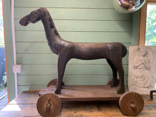 NAIVE EARLY 18TH CENTURY CARVED FIGURE OF A TOY HORSE - ADDITIONAL PHOTO 14