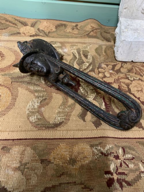 VICTORIAN CAST IRON DOOR KNOCKER WITH HERMES HEAD - ADDITIONAL PHOTO 8
