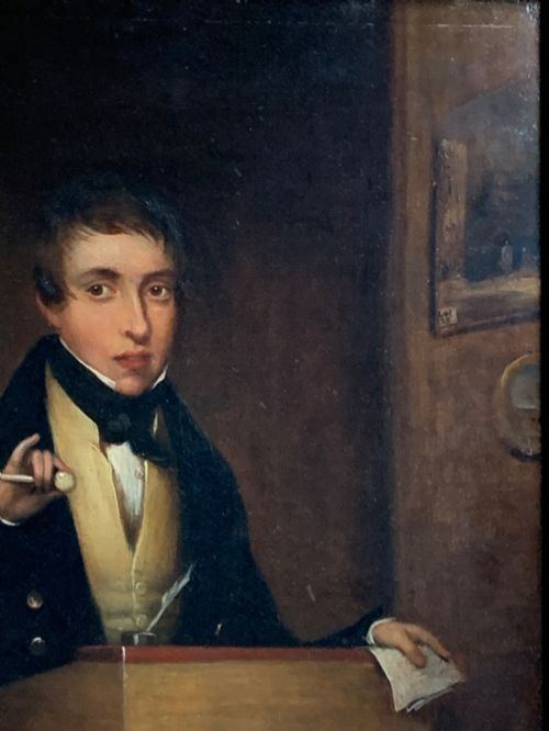 EARLY 19TH C OIL PAINTING OF AN AUCTIONEER - ADDITIONAL PHOTO 5