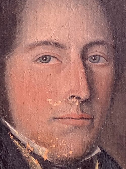 19TH C FRENCH OIL PORTRAIT OF A GENT WITH BLUE EYES - ADDITIONAL PHOTO 3