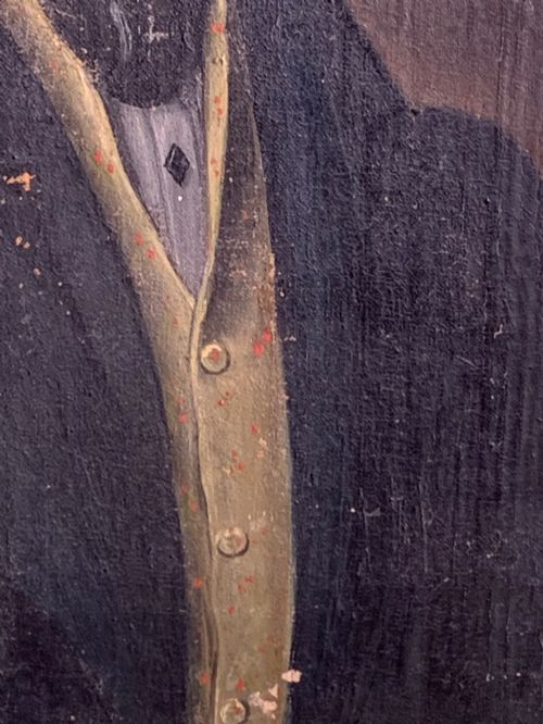 19TH C FRENCH OIL PORTRAIT OF A GENT WITH BLUE EYES - ADDITIONAL PHOTO 5