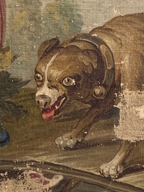 EARLY 19TH C OIL ON CANVAS POSSIBLY A CARTOON FOR AN AUBUSSON TAPESTRY - ADDITIONAL PHOTO 5