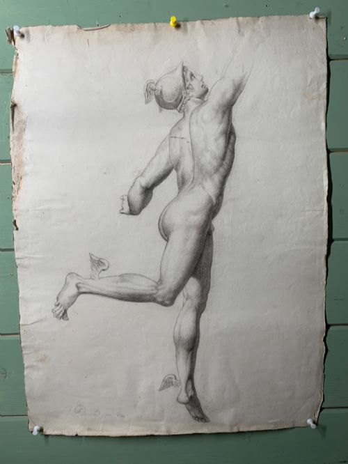 ACADEMIC PENCIL DRAWING OF THE GOD HERMES