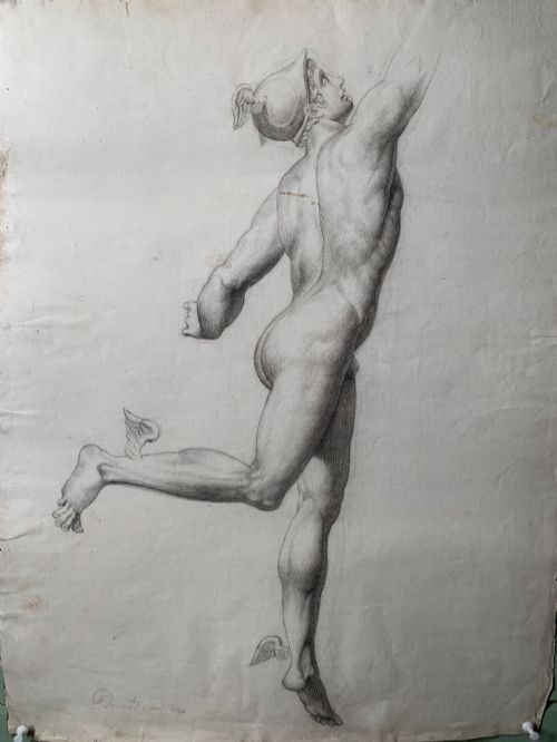 ACADEMIC PENCIL DRAWING OF THE GOD HERMES - ADDITIONAL PHOTO 1